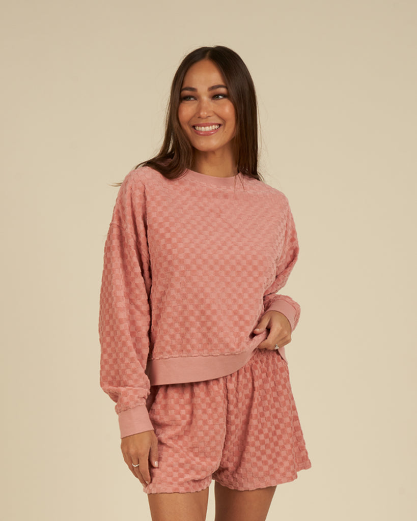 Pink Check Boxy Pullover Set
