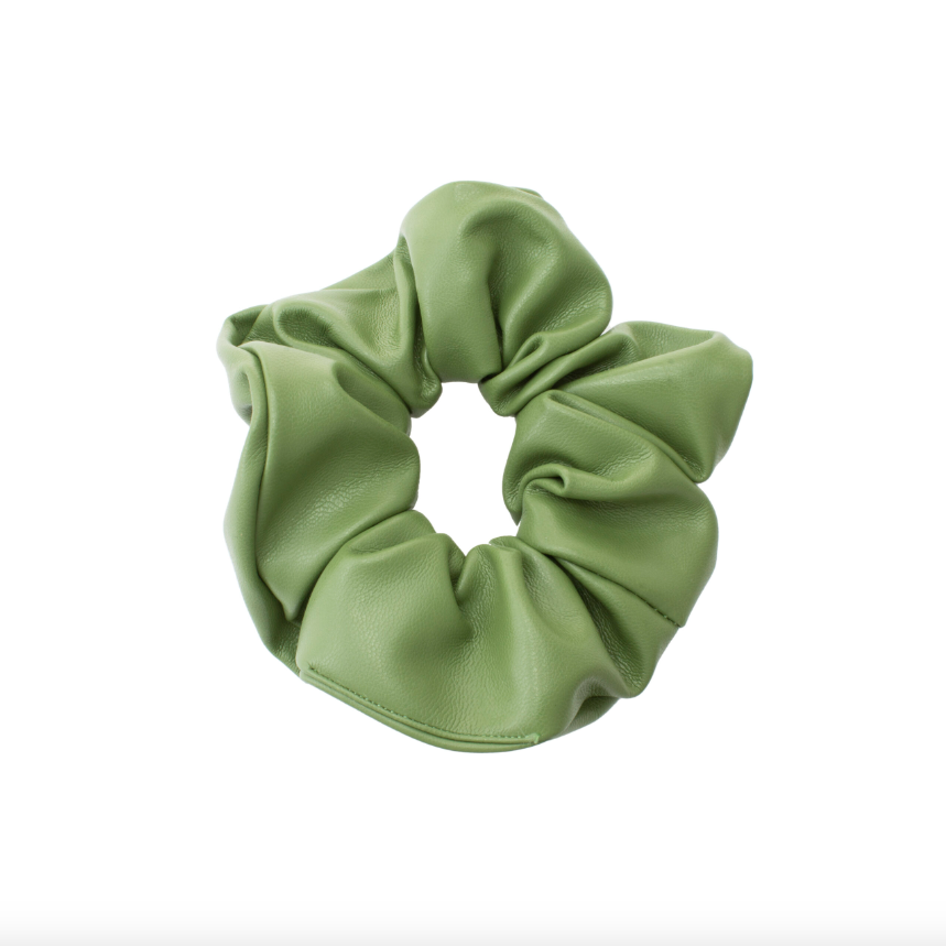 Olive Leatherette Scrunchie