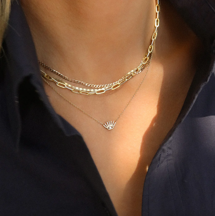 Diamond-Cut Paperclip Necklace