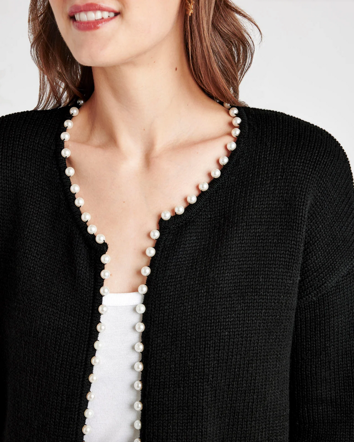 Black cardigan with pearls discount