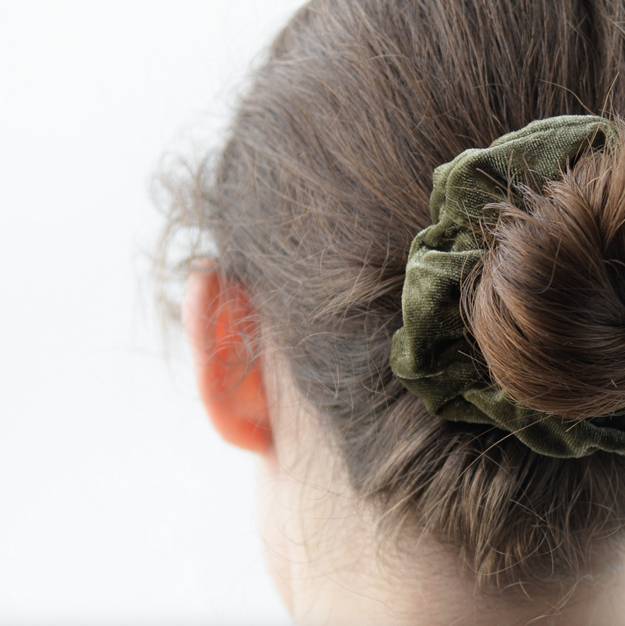 Olive Velvet Scrunchie