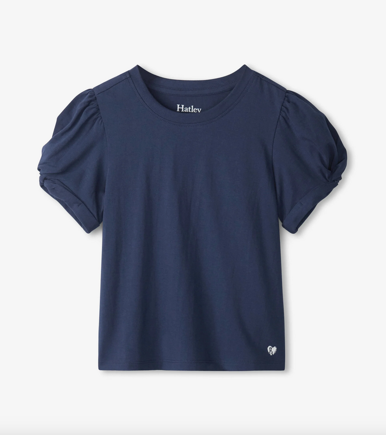 Twisted Sleeve Tee | Navy