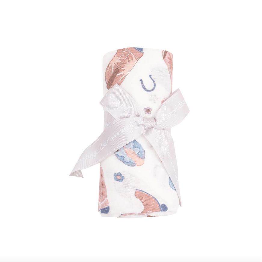 Pink Cowboy Boots Swaddle Blanket