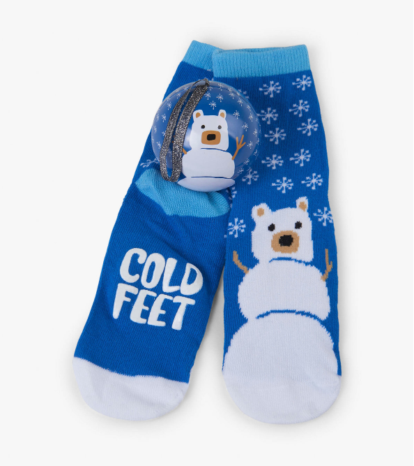 Kids Blue Snow Bear Sock n' Ornament