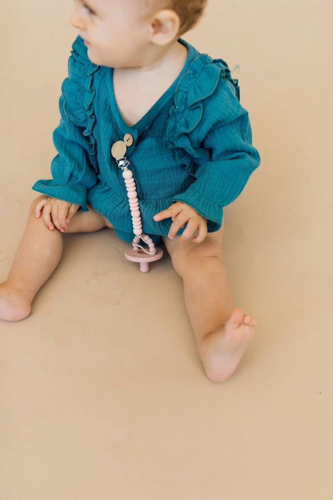 Blush Beaded Pacifier Clip
