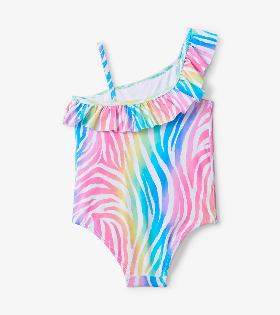 Rainbow Zebra Ruffle Swimsuit